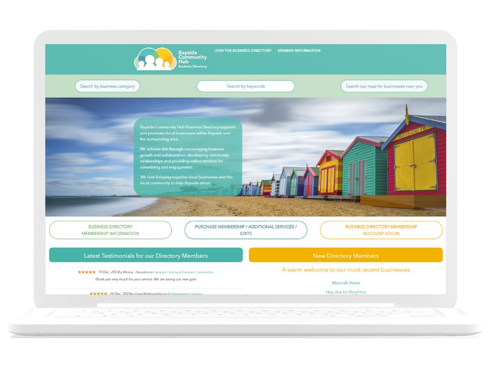 Website Design Portfolio | Bayside Community Hub Business Directory