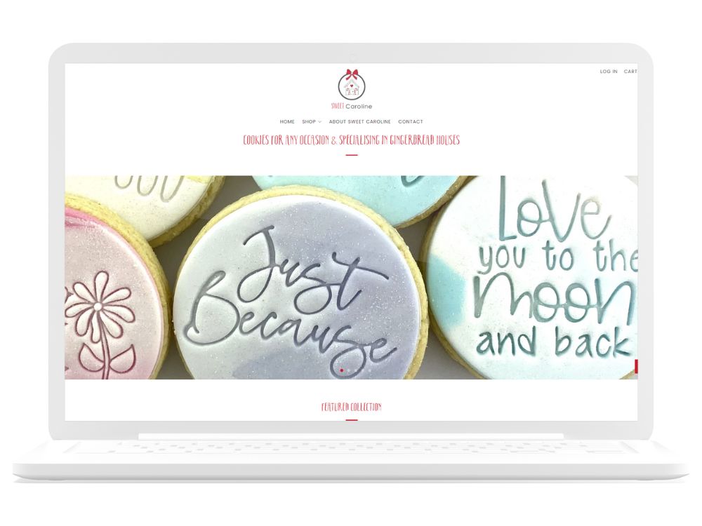 Website Design Portfolio | Sweet Caroline | Custom made coookies